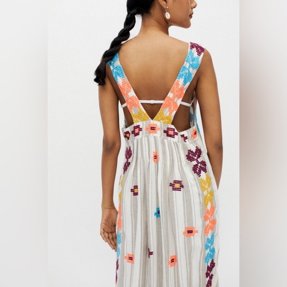 Urban Outfitters Multicolor Embroidered lined Maxi sundress size L side zip - Picture 12 of 12